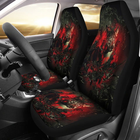 FS-NAT0052 Blood Moon Red Wolf Car Seat Covers