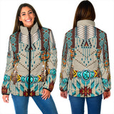 Powwow StoreGBNAT00069 Turquoise Blue Pattern Breastplate Women's Padded Jacket New