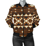 Powwow StoreGBNAT00508 Brown Pattern Native Women's Bomber Jacket