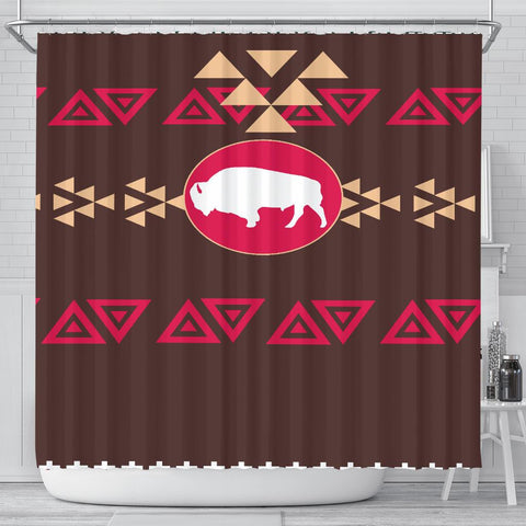 Brown Bison Native American Shower Curtain