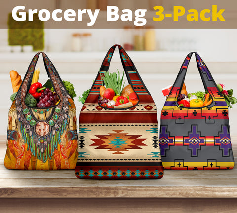 Pattern Grocery Bag 3-Pack SET 1