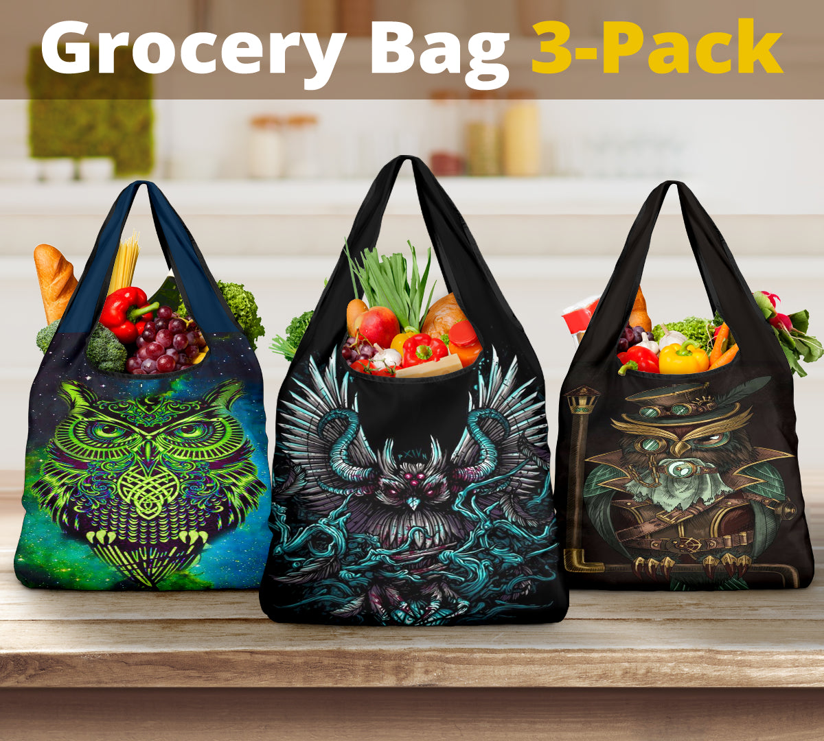 Dark Owl Grocery Bags NEW - Powwow Store