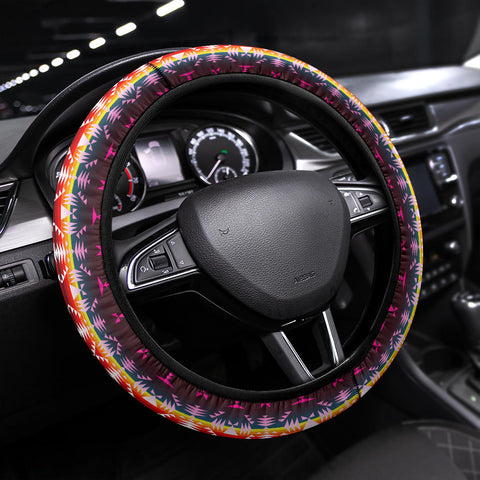 Powwow StoreGBNAT00653 Pattern Purple Native Steering Wheel Cover