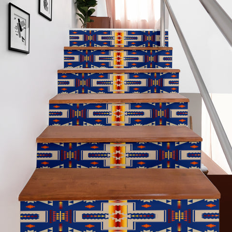 Powwow Store gb nat00062 04 navy tribe design native american stair sticker set of 6