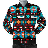 Powwow StoreGBNAT00573 Light Neon Blue Pattern Men's Bomber Jacket