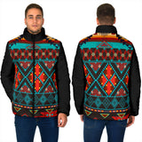 Powwow StoreGBNAT00112 Dark Brown Red Pattern Men's Padded Jacket