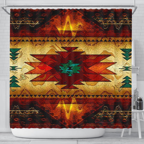 Brown Tribe Pattern Native American Design Shower Curtain - ProudThunderbird