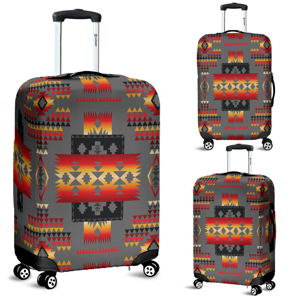 GB-NAT00046-11 Gray Tribe Pattern Native American Luggage Covers