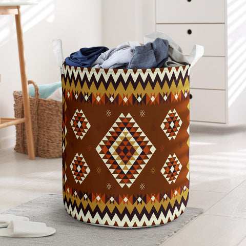 Powwow Store gb nat00415 02 ethnic geometric brown pattern laundry basket