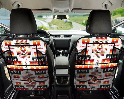 Powwow StoreGBNAT00075 White Tribes Pattern Car Back Seat Organizers