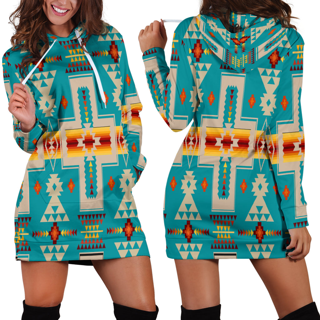 Powwow Store gb nat00062 05 turquoise tribe design native american hoodie dress