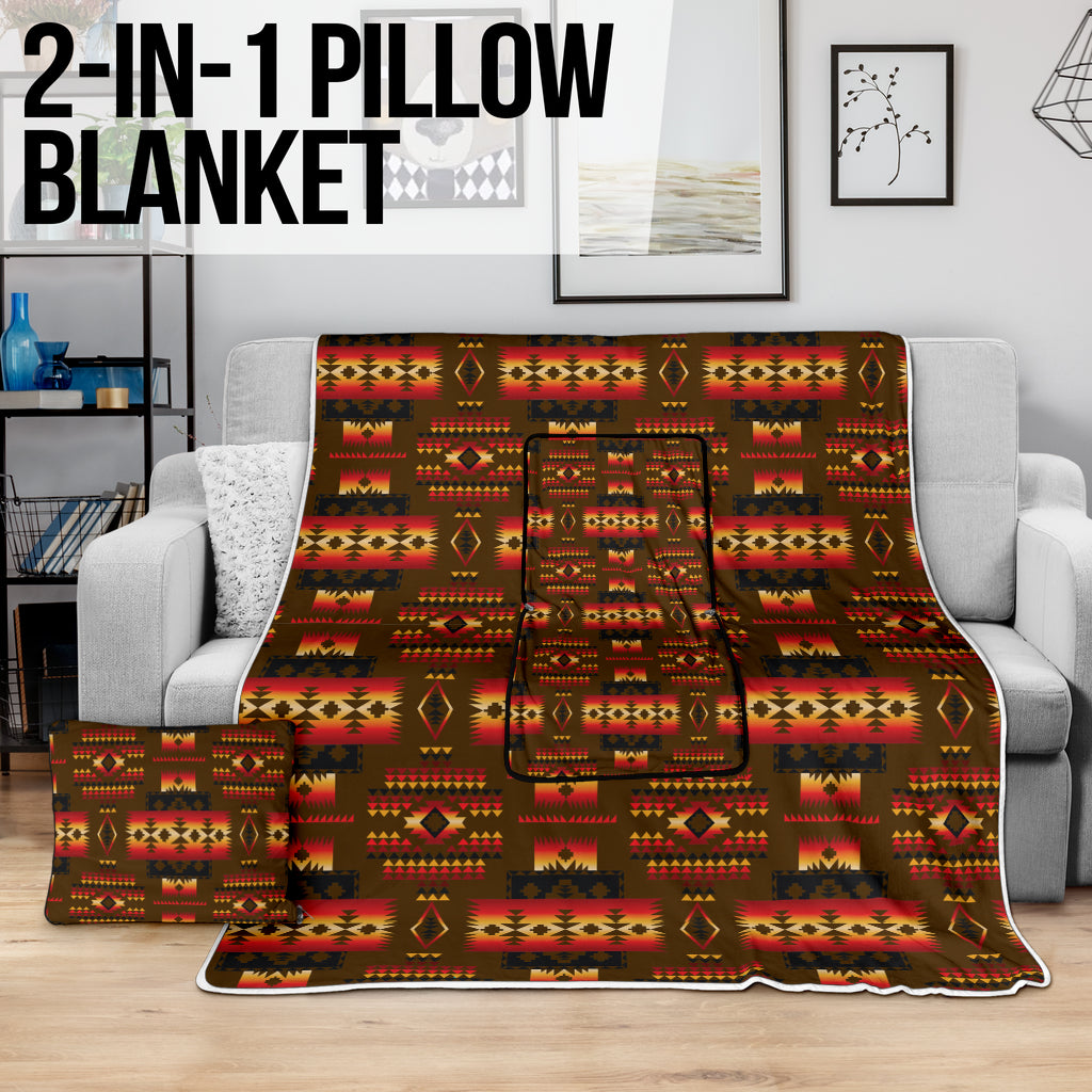 GB-NAT00046-08 Brown Pattern Pillow Blanket
