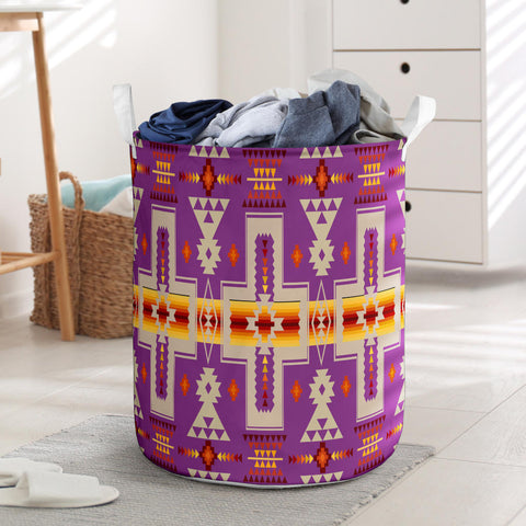 Powwow Store gb nat00062 07 light purple tribe design laundry basket