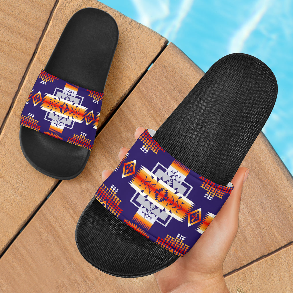 GB-NAT0004-SAND01 Purple Pattern Native American Slide Sandals - Powwow Store