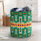 Powwow Store gb nat00062 08 light green tribe design laundry basket