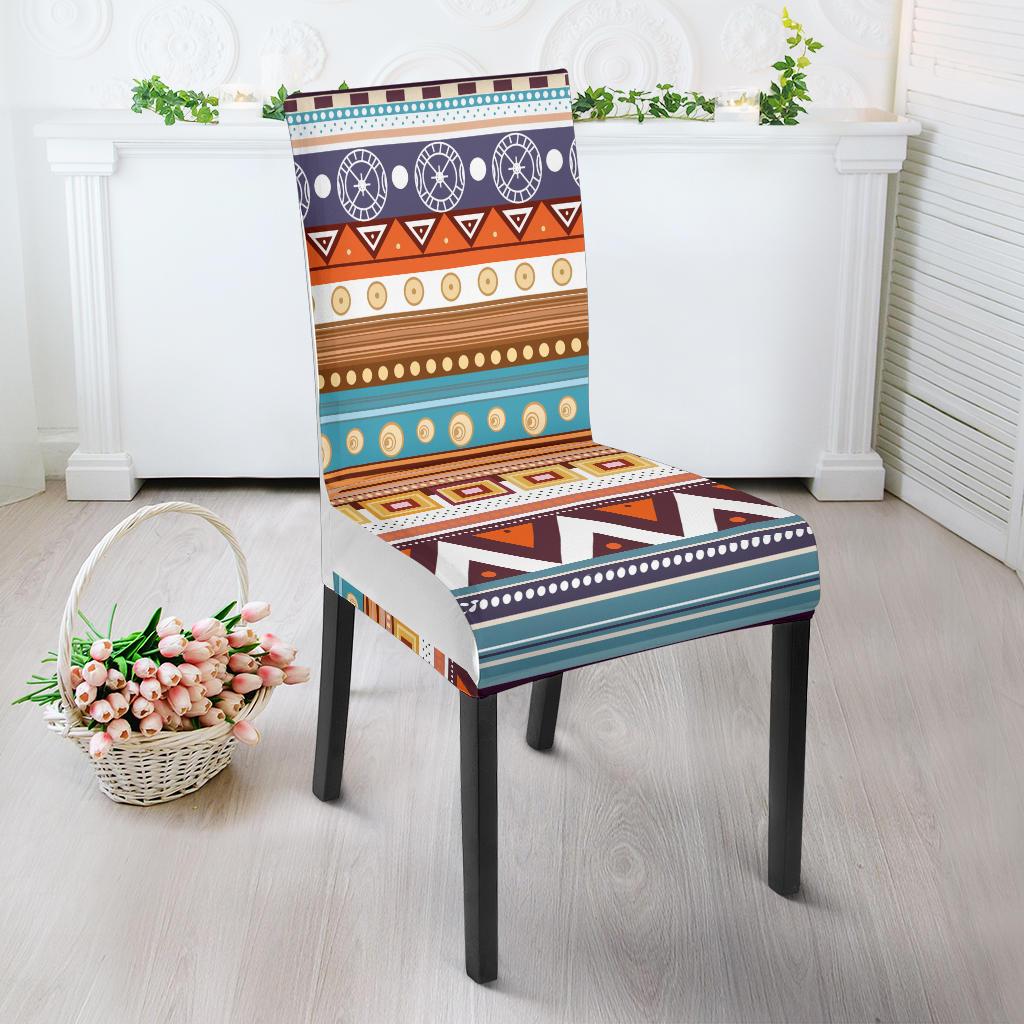 Native Chair Covers White Geometric Pattern Native American Dining Chair Slip Cover ...