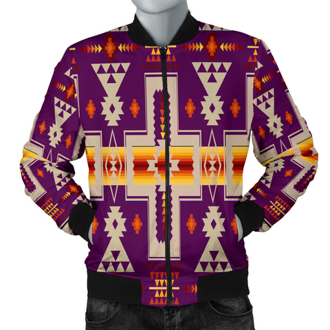 GB-NAT00062-09 Purple Tribe Design Native American Men's Bomber Jacket