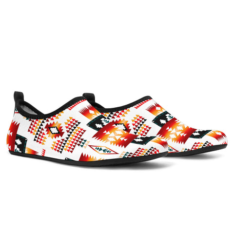 GB-NAT00075	 White Tribes Pattern Native American Aqua Shoes