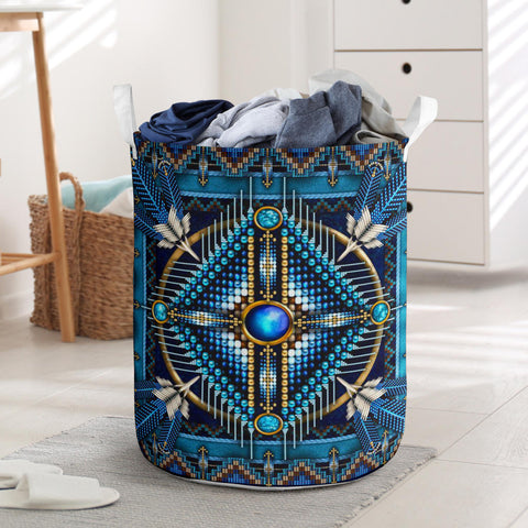 Powwow Store gb nat00083 naumaddic arts blue laundry basket