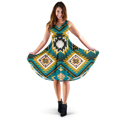 Turquoise Blue Color Native Ameican 3D Dress - Powwow Store