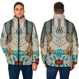 Powwow StoreGBNAT00069 Turquoise Blue Pattern Breastplate  Men's Padded Jacket