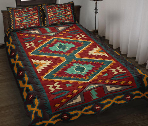 Tribe Ethnic Red Pattern Native American Quilt Bed Set - Powwow Store