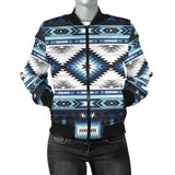 Powwow StoreGBNAT00528 Blue Colors Pattern Women's Bomber Jacket