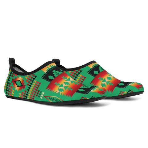 GB-NAT00046-05 Green Tribe Pattern Native American Aqua Shoes