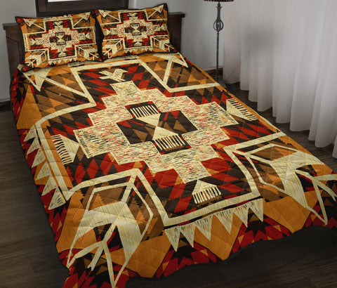 Powwow Store tribal yellow arrow native american quilt bed set