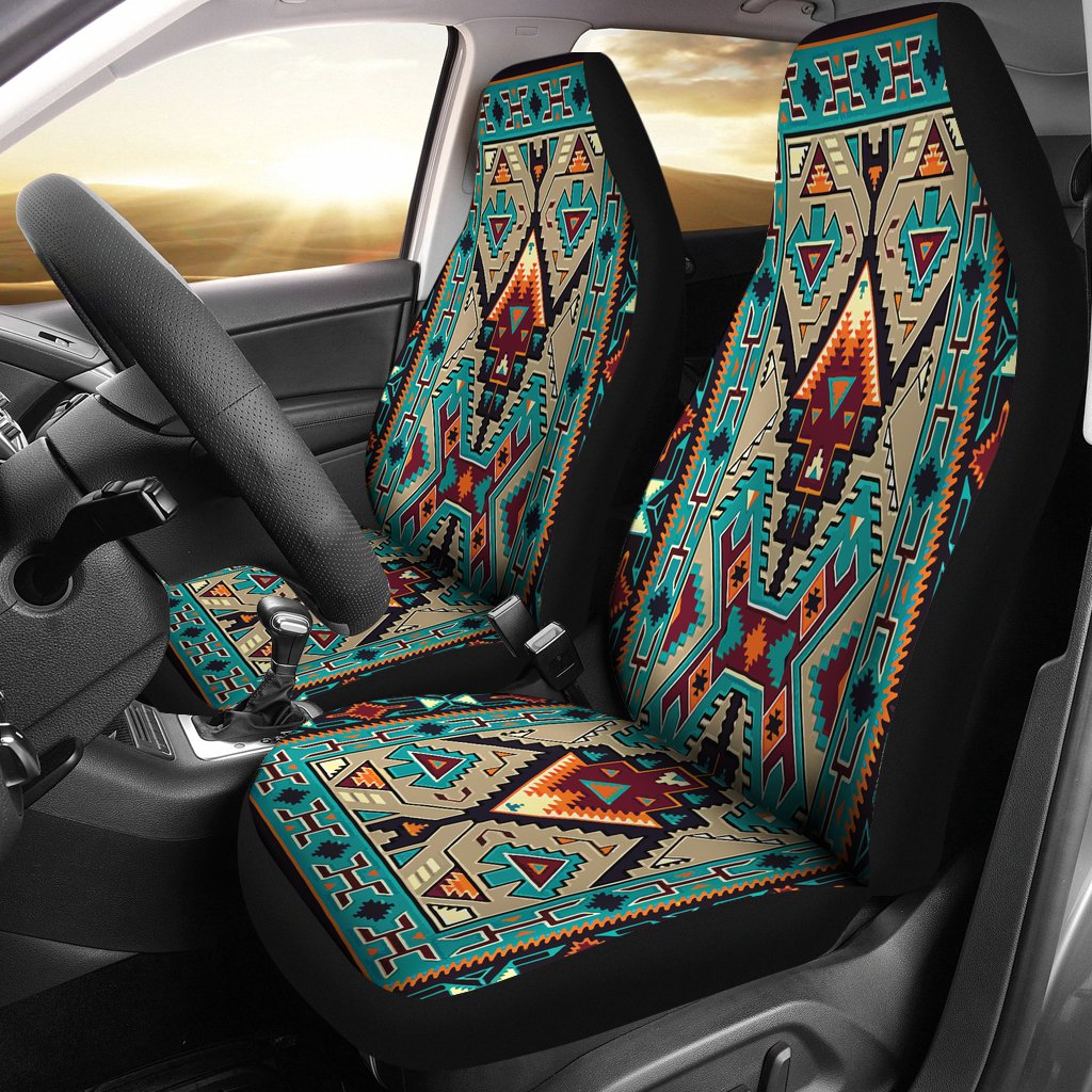 Tribe Blue Pattern Native American Car Seat Covers - Powwow Store