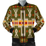 GB-NAT00062-12 Dark Green Tribe Design Native Men's Bomber Jacket