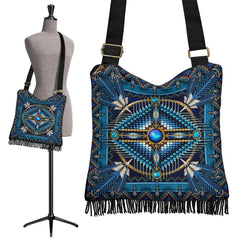 Mandala Blue Native American Crossbody Boho Handbag - Powwow Store