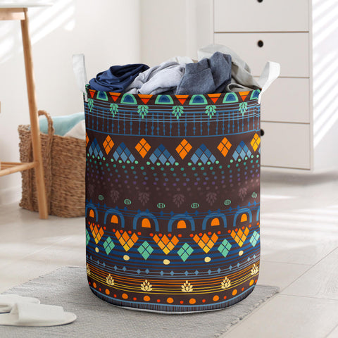 Powwow Store gb nat00582 ethno brown blue laundry basket