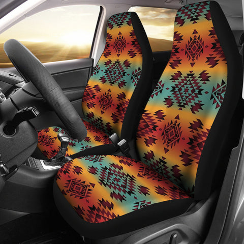 GB-NAT00541 Blue Orange Pattern Car Seat Covers