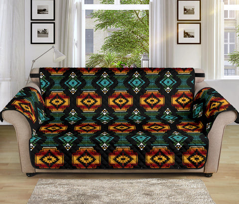 Powwow StoreGBNAT00321 Native American Patterns Black 70" Sofa Protector