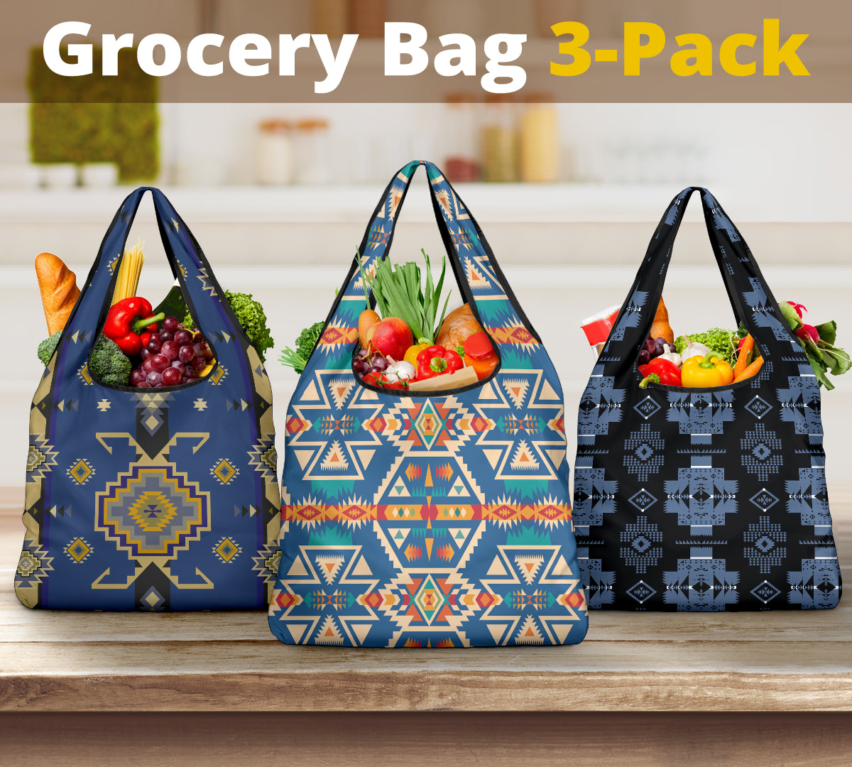 Powwow StorePattern Grocery Bag 3Pack SET 47