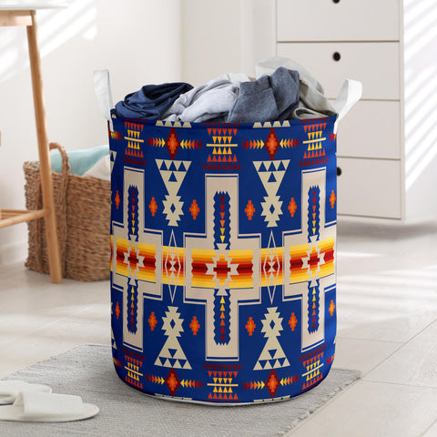 GB-NAT00062-04 Navy Tribe Design Laundry Basket