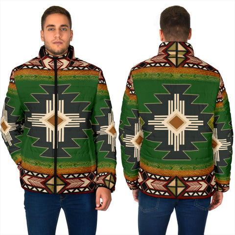 Powwow StoreGBNAT0001 Southwest Green Symbol Men's Padded Jacket