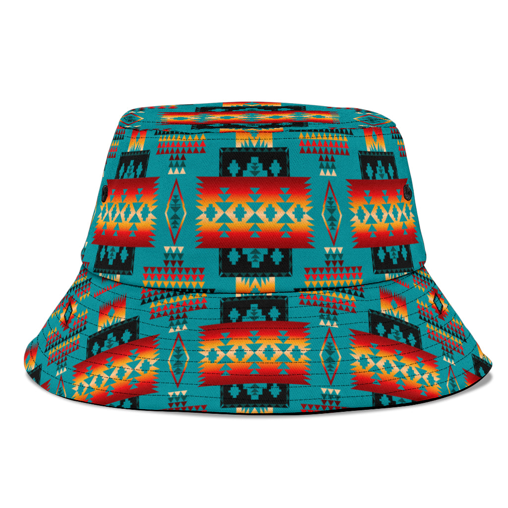 GB-NAT00046-14 Blue Native Tribes Pattern Bucket Hat