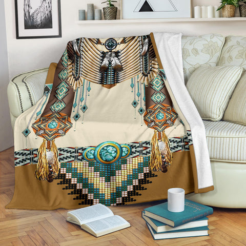 Brown Pattern Breastplate Native American Blanket GB-NAT00059-BLAN01