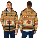 Powwow StoreGBNAT00559 Yellow Native Pattern Men's Padded Hooded Jacket