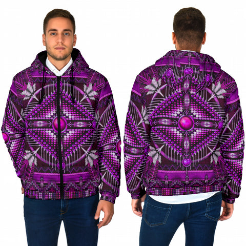 B-NAT00023-05 Naumaddic Arts Purple Men's Padded Hooded Jacket