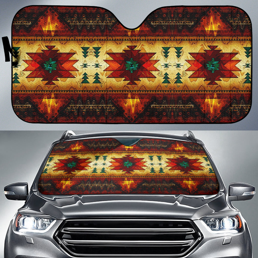 GB-NAT00068-SUNS01 United Tribes Brown Design Native American Auto Sun Shades - Powwow Store
