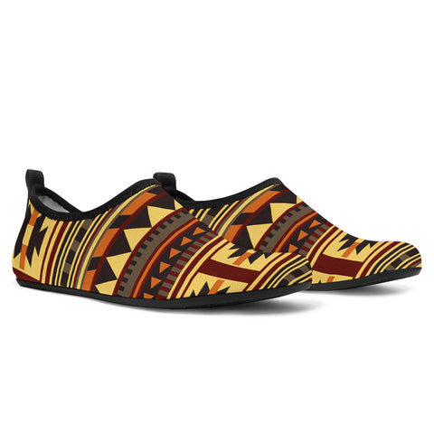 GB-NAT00507 Brown Ethnic Pattern Native Aqua Shoes