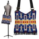 GB-NAT00062-04 Navy Tribe Design Native American Crossbody Boho Handbag