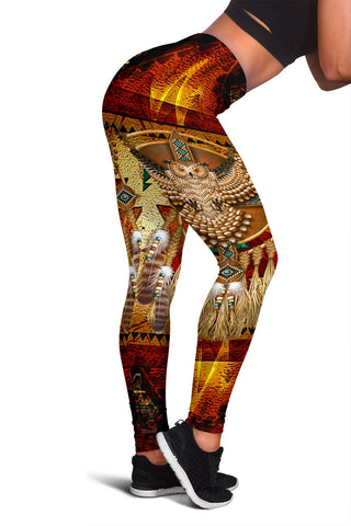 Golden Owl Dreamcatcher Native American Women's Leggings - ProudThunderbird