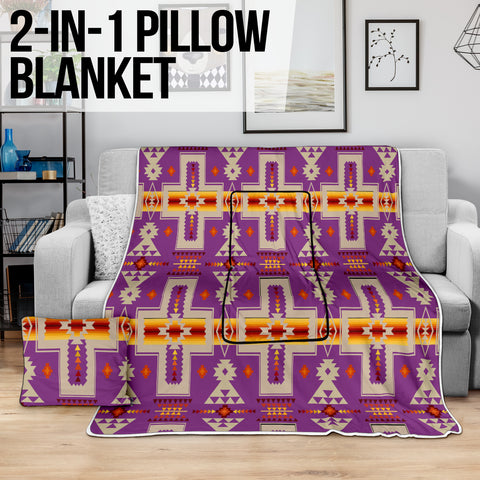 Powwow StoreGBNAT0006207 Light Purple Design Pillow Blanket