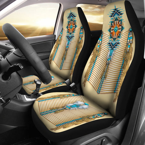 GB-NAT00561 Turquoise Blue Pattern Breastplate Car Seat Covers