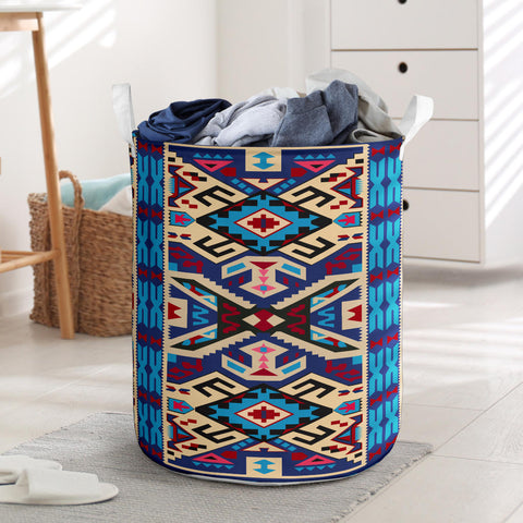 Powwow Store gb nat00113 pink blue native tribes laundry basket