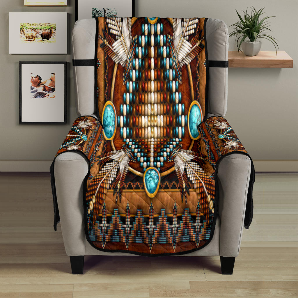 GB-NAT00023-23CH04 Mandala Brown Native American 23 Chair Sofa Protector